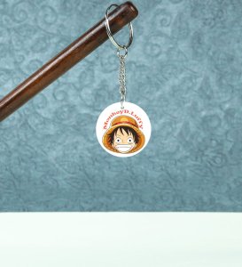 Little Straw Hat Face Anime Printed Round Keychains Pack of 2