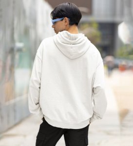 Silent Strength Fierce Eyes in Focus Cotton White Hoodie for Men