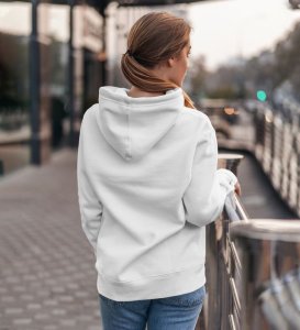 Eyes That Reflect Storms Power Cotton White Hoodie for Women
