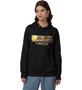 Passionate Eyes Fueled by Dreams Cotton Black Hoodie for Women