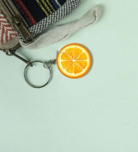 Zingy Orange Flavor Aesthetic Printed Round Keychain Pack of 2