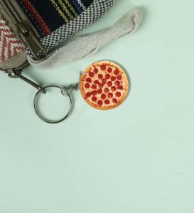 Pepperoni Art Design Printed Round Keychain Pack of 2