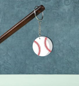 Classic Red Stitched Ball Inspired Printed Round Keychain Pack of 2