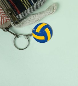 Bold White and Curve Line Style Printed Round Keychain Pack of 2
