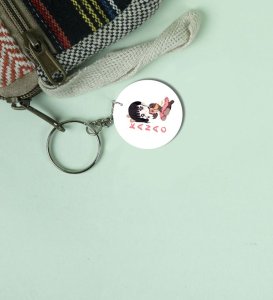 Sweet Anime Girl Wearing Skirt Printed Round Keychain Pack of 2