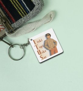 his hat is on his head Printed Keychain Pack of 2