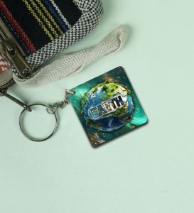 Sustainable Earth Concept in Stylish Print Printed Keychain Pack of 2