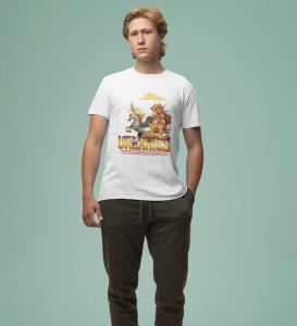 The Eternal Flight: Celestial Knight Graphic Printed White T-Shirt