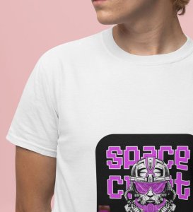 Night Mission: Retro Space Cadet Graphic Printed White T-Shirt