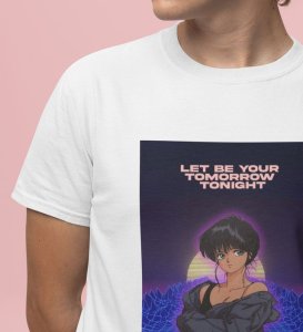 Cyber Crush: Midnight Talk Graphic Printed White T-Shirt