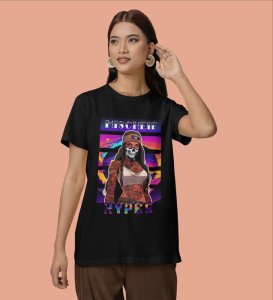 Soulful Petals: The Ukiyo-e Flower Within Graphic Printed Black T-Shirt