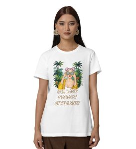Savage Mood: Oh Look Nobuddy Give Sheet Graphic Printed White T-Shirt