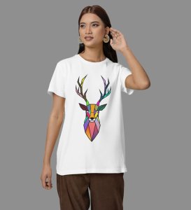Rainbow Horned Vision: Graphic Printed White T-Shirt