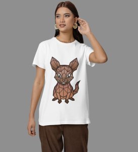 Elephant Elegance in Angles: Graphic Printed White T-Shirt