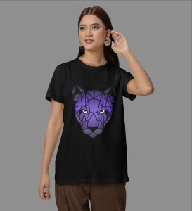 Mystic Meow Prism: Graphic Printed Black T-Shirt