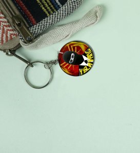 Mystery Fighter With Sword Aura Printed Round Keychain Pack of 2