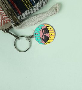 Friendship Vibes in Retro Color Style: Printed Round Keychain Pack of 2