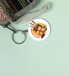 Let the Festival of Lights Begin with Crackers Printed Round Keychain Pack of 2