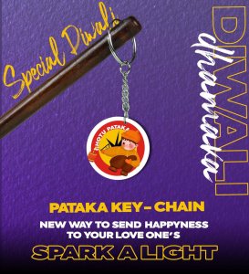"Celebrate Diwali with a Bang and Spread Joy with the Pataka Keychain - Printed Round Keychain Pack of 2"