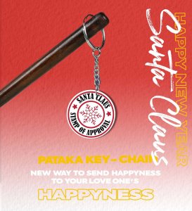 Trendy Christmas Accessory for Merry Vibes Santa Edition Printed Round Keychain Pack of 2.