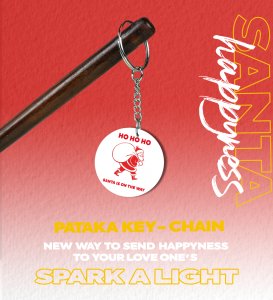 The Start of Festive Fun with Santa Surprise Printed Round Keychain Pack of 2.