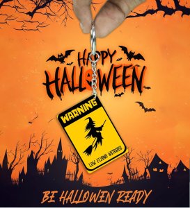 The End Creepy Graveyard Night Halloween Printed Keychain Pack of 2